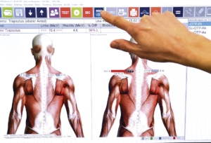 Hand auf Display mit Rücken Illustration